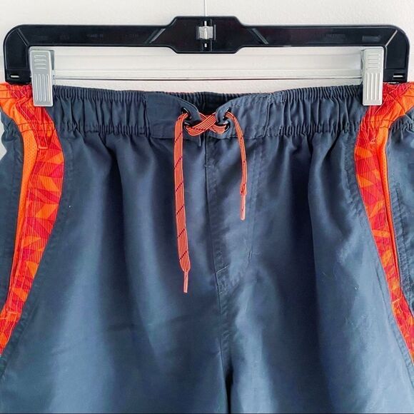 Nike 9” Mens Grey & Orange Accented Swim Trunks Size Small - Picture 3 of 5